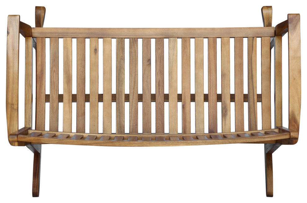 GDF Studio Baxter Rocking Acacia Wood Loveseat, Natural Stain