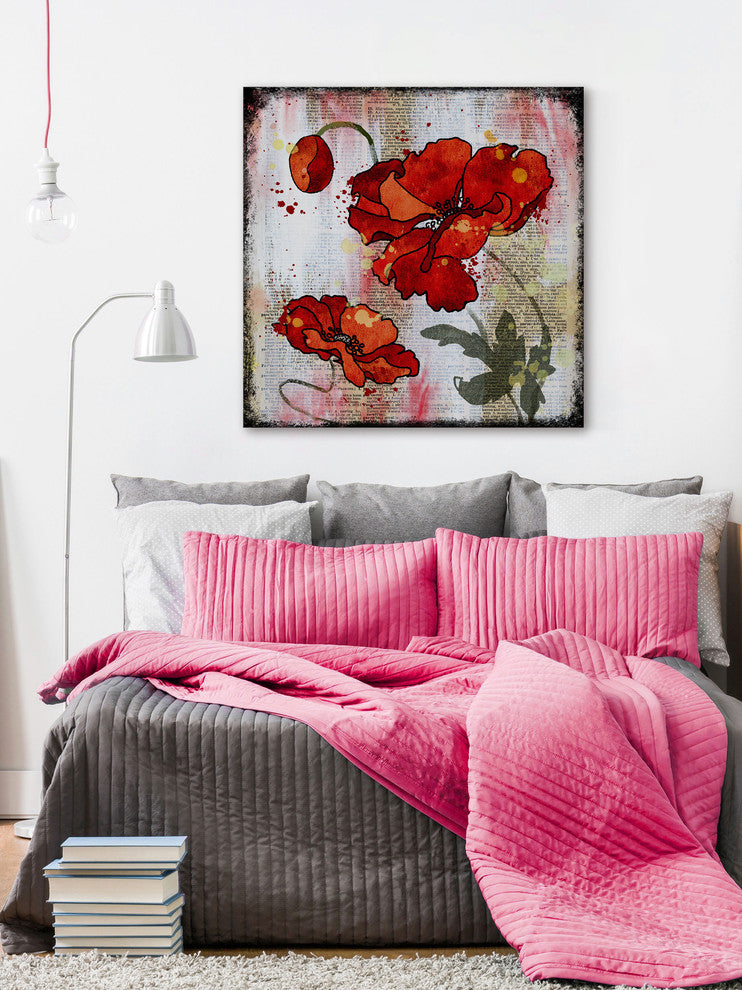 Marmont Hill, "Poppy Talk" by Vicki Butler Painting Print, Wrapped Canvas