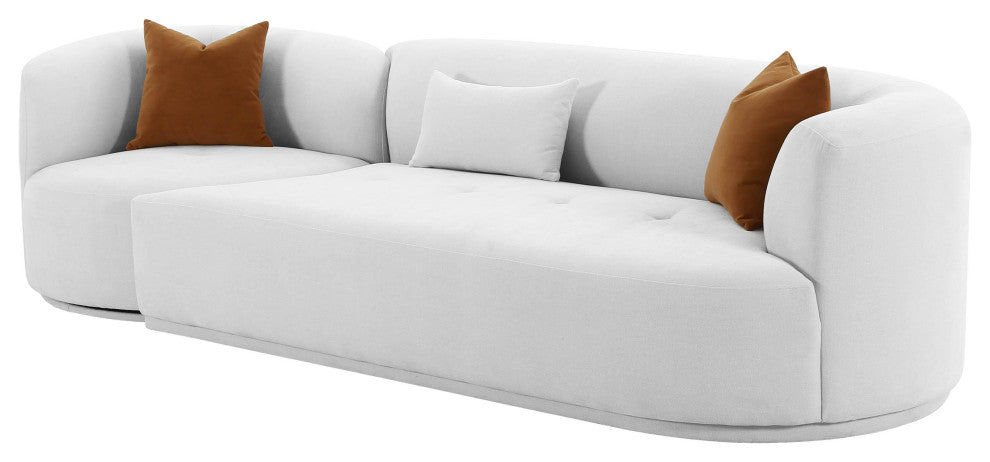 Fickle Grey Velvet 2-Piece Modular RAF Sofa - Grey