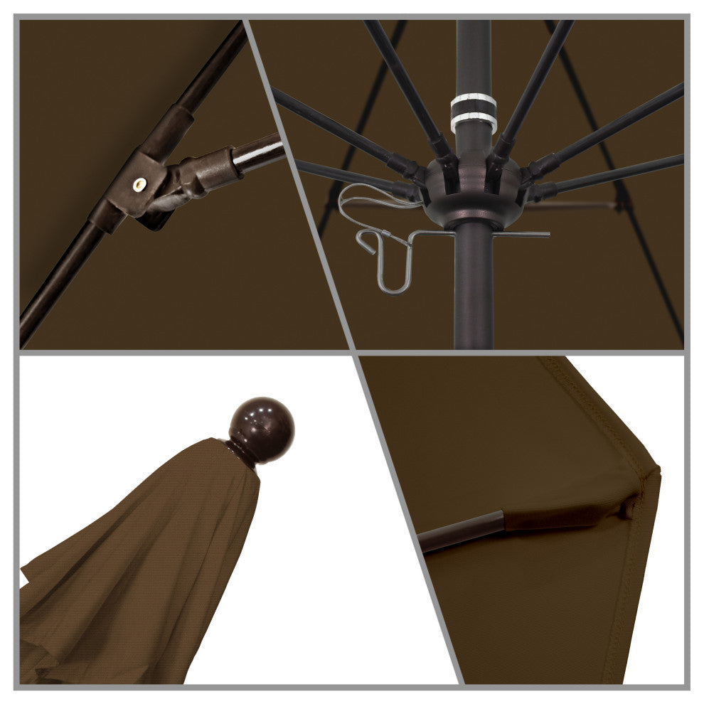 11' Fiberglass Umbrella Bronze, Olefin, Woven Sesame, 11'