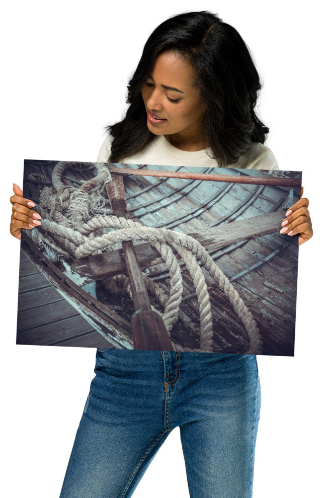 Vintage Boat Oars and Ropes Nautical Photo Loose Wall Art Prints, 12" X 18"