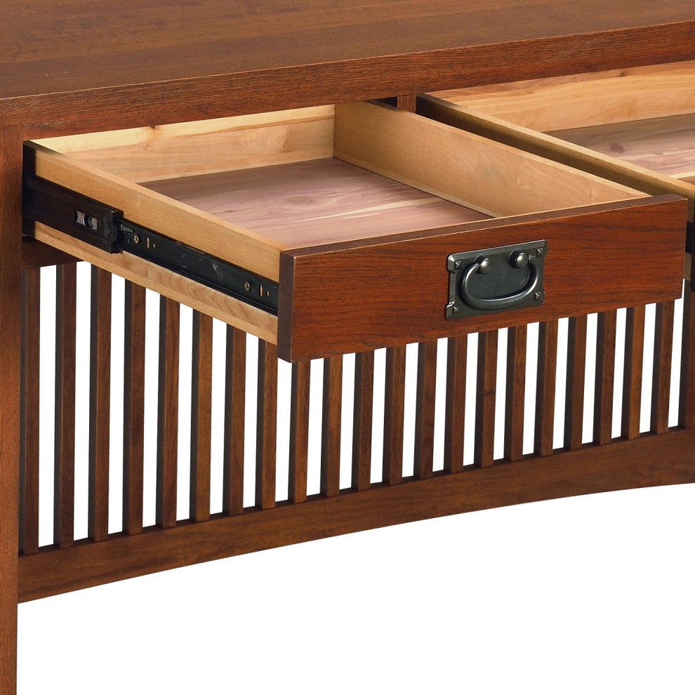 Mission Solid Quarter Sawn Oak 3 Drawer Library Table Desk