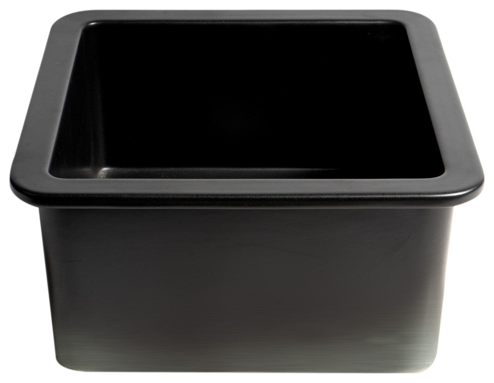 ALFI brand ABF1818S-BM Black Matte Undermount / Drop In Fireclay Prep Sink