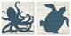 Nautical Blue Silhouette Octopus Sea Turtle Aquatic Animals,12 x 12