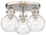 Innovations Newton Sphere 3 18" Flush Mount Satin Nickel