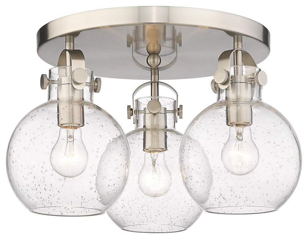 Innovations Newton Sphere 3 18" Flush Mount Satin Nickel