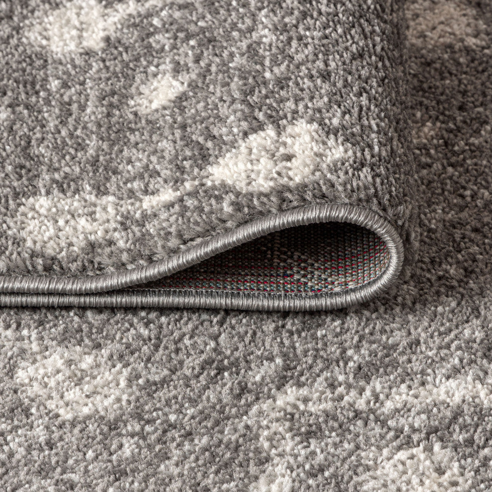 Aksil Moroccan Beni Souk Area Rug, Gray/Cream, 2'x8'