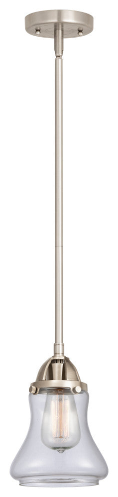 Bellmont Mini Pendant, Brushed Satin Nickel, Clear, Clear