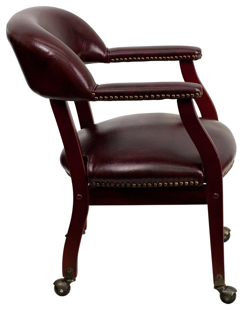 Vinyl Chair With Casters, Burgundy, 24"x25"x30"