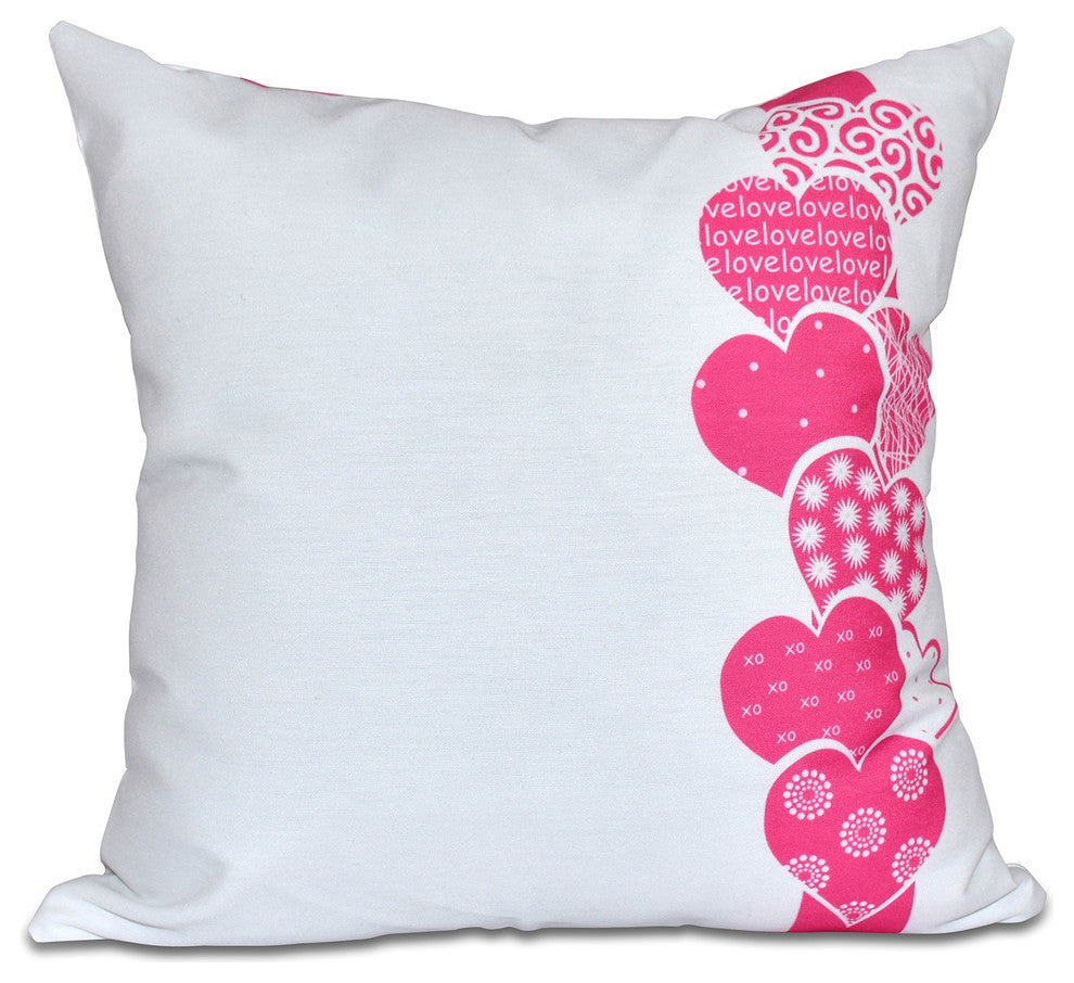 Valentine Print Pillow, Fuschia, 18"x18"