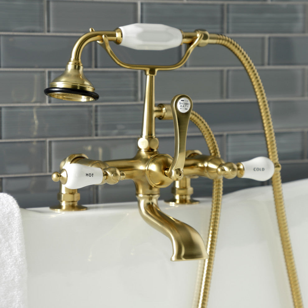AE207T7 7" Tub Faucet With Hand Shower, Brushed Brass