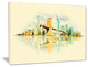 "New York Panoramic View" Cityscape Watercolor Canvas Print, 20"x12"