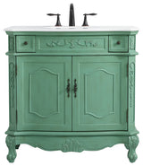 Bathroom Vanity, Vintage Mint, 36", Single Sink