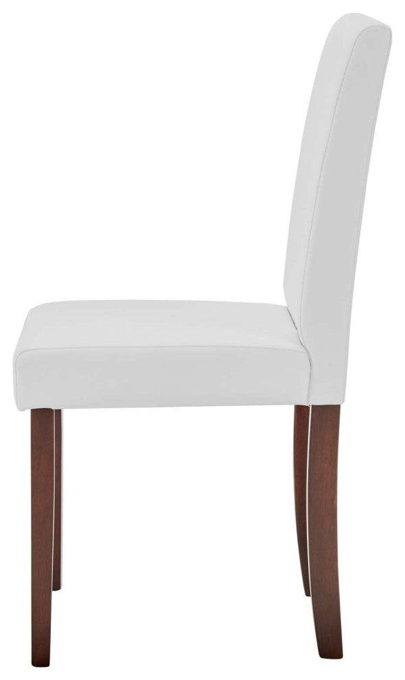 Side Dining Chair, Set of 2, Faux Leather, Wood, White, Cafe Bistro Restaurant