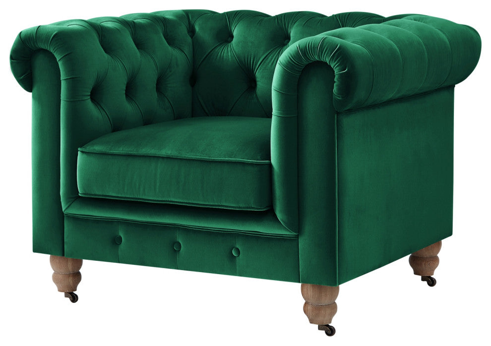 Rustic Manor Maddie Club Chair Button Tufted, Hunter Green