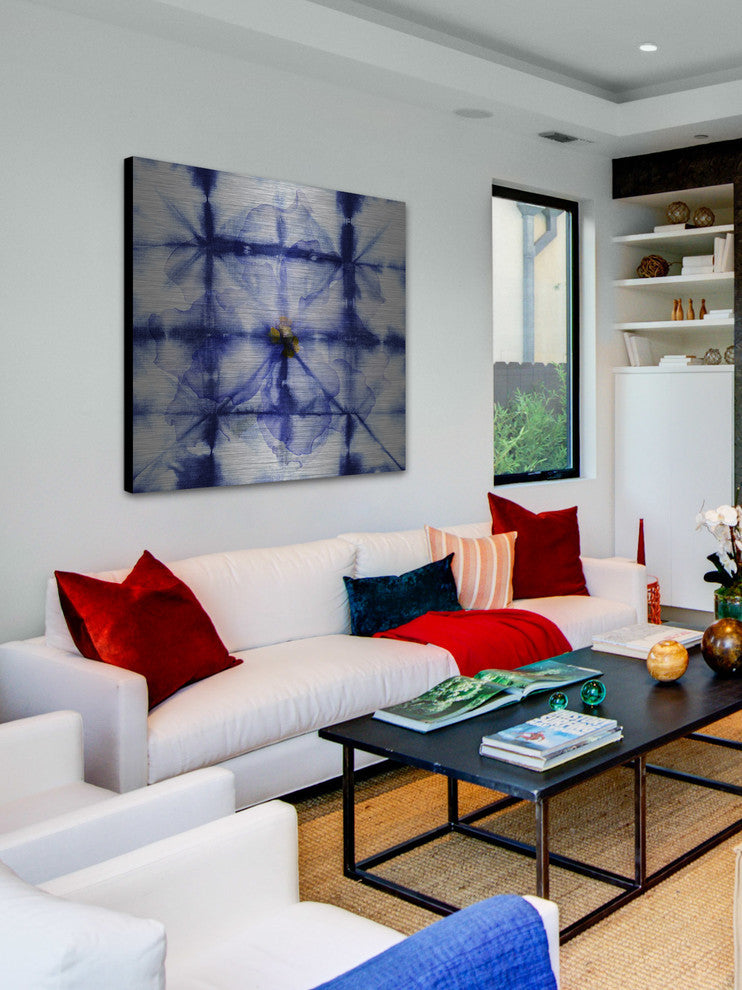 "Boxed in Blue" UV Ink Print on Brushed  Aluminum, 40"x40"