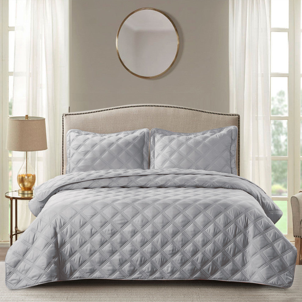 Charleston Down Alternative Bed Spread Set, Ash Gray, Twin