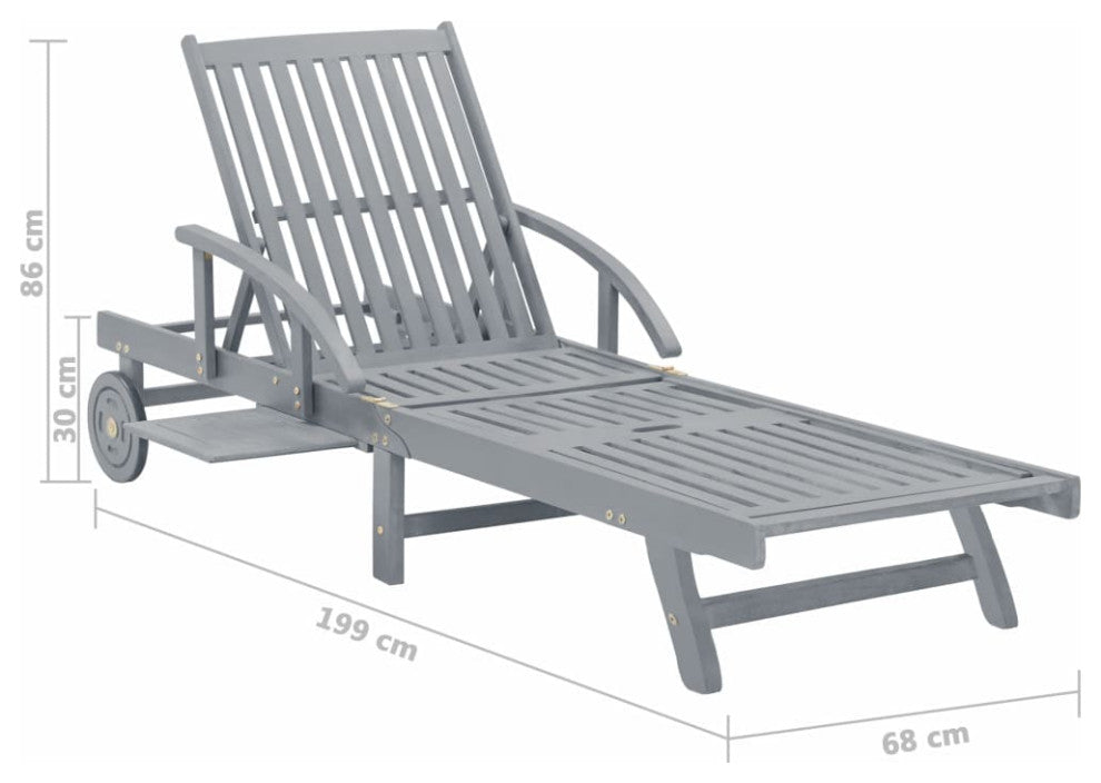 vidaXL Garden Sun Lounger Gray Solid Acacia Wood