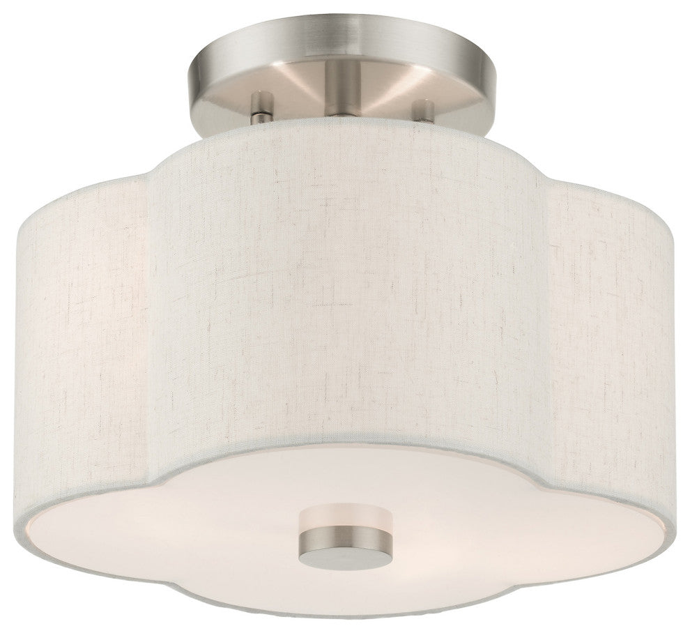 Brushed Nickel French Country, Floral, Transitional, Semi Flush
