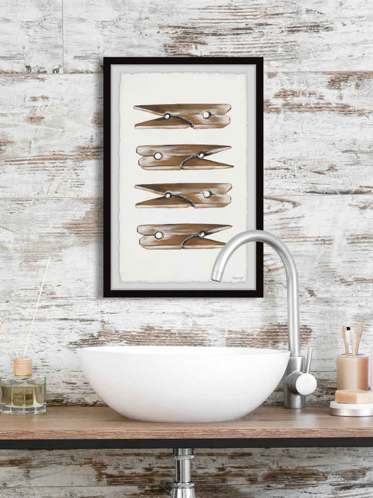 "Clothesline Clip" Framed Painting Print, 12x18