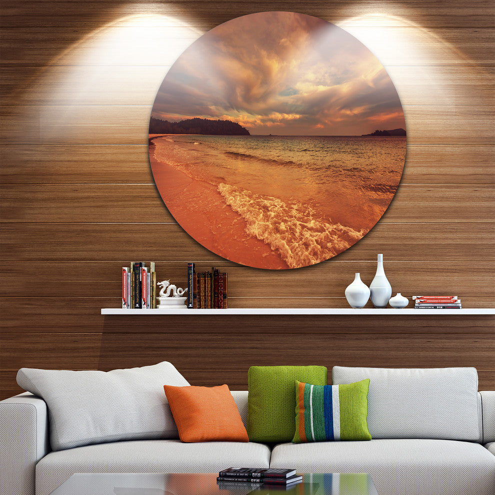 Brown Serene Tropical Beach, Seashore Round Wall Art, 36"