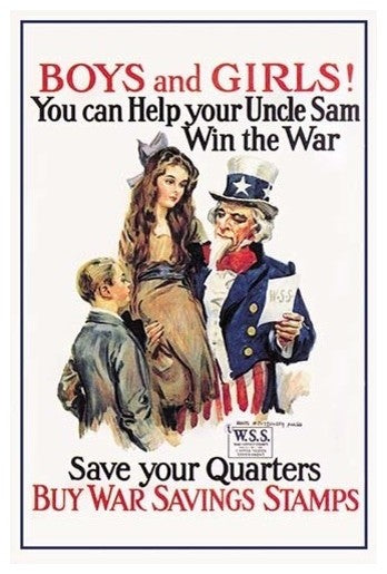 Boys And Girls - War Savings - Gallery Wrapped Canvas Art 28" x 42"