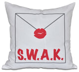 Valentine Print Pillow, Red, 18"x18"