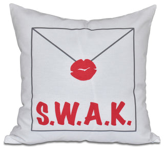 Valentine Print Pillow, Red, 18"x18"