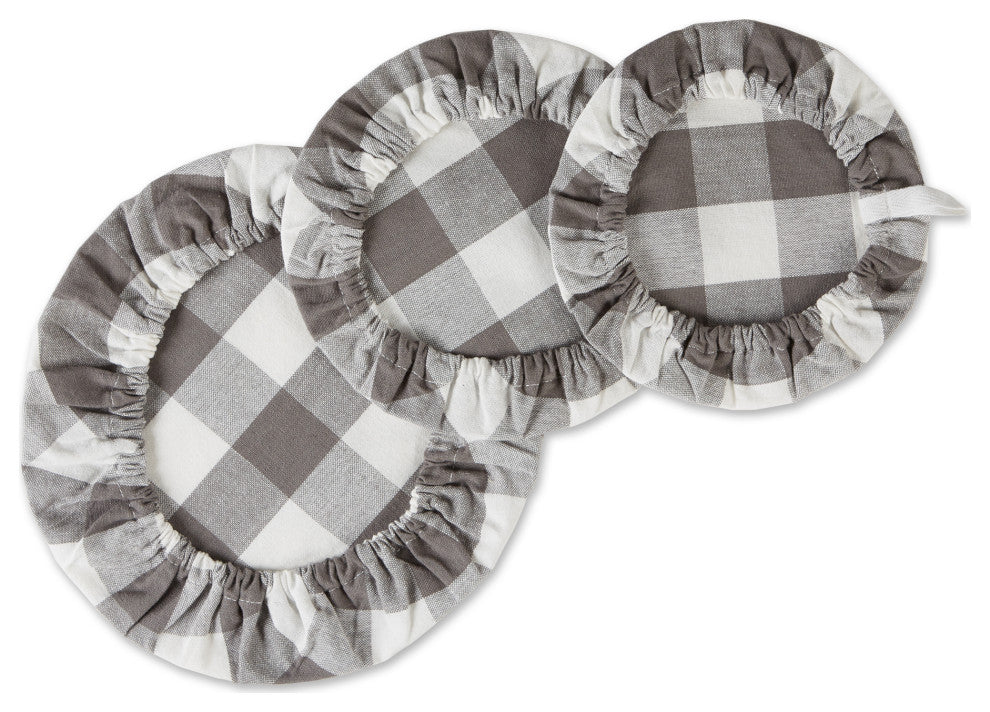 DII Asst Gray Buffalo Check Woven Dish Cover (Set of 3)