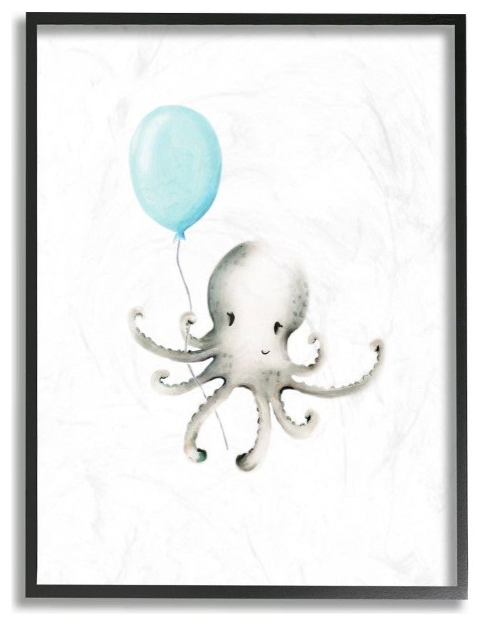 Cute Cartoon Baby Octopus Ocean Animal Painting, 16"x20"