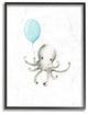 Cute Cartoon Baby Octopus Ocean Animal Painting, 16"x20"
