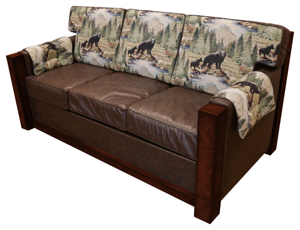 Barnwood Style Timber Peg 3-Drawer Sofa Bed, Michael's Cherry, Bradley Multi and Quarter Espresso