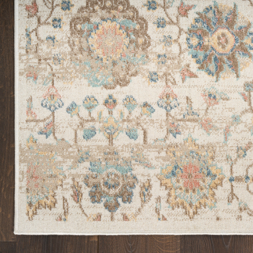 Nourison Washable Decor 6'7" x 9' Beige Vintage Indoor Rug