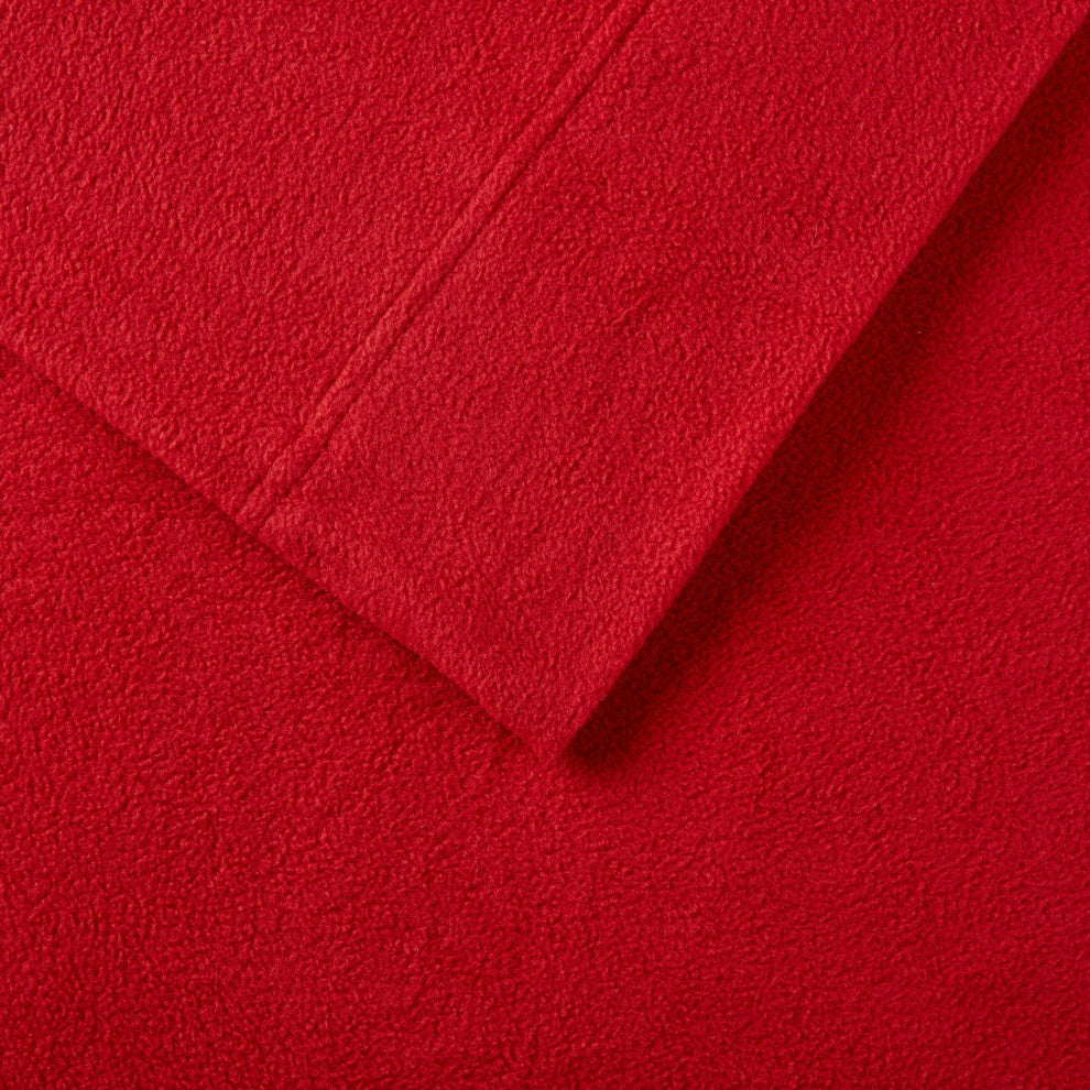 True North by Sleep Philosophy Knitted Micro Fleece Solid Sheet Set, Red, Twin X