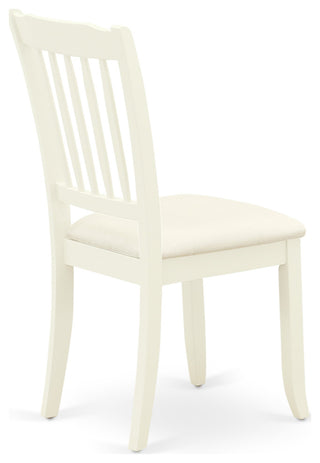5Pc Dining Set, Square Table, Four Linen Seat Chairs, Linen White