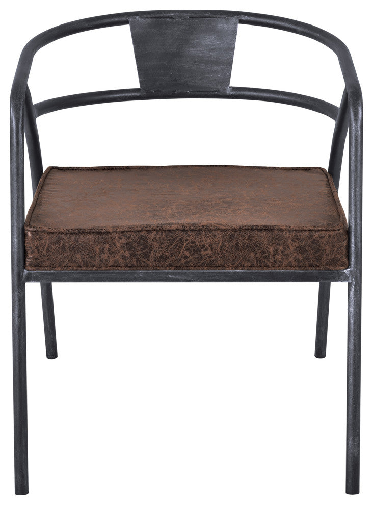 Paisley Modern Dining Chair in Industrial Gray Finish and Brown Fabric