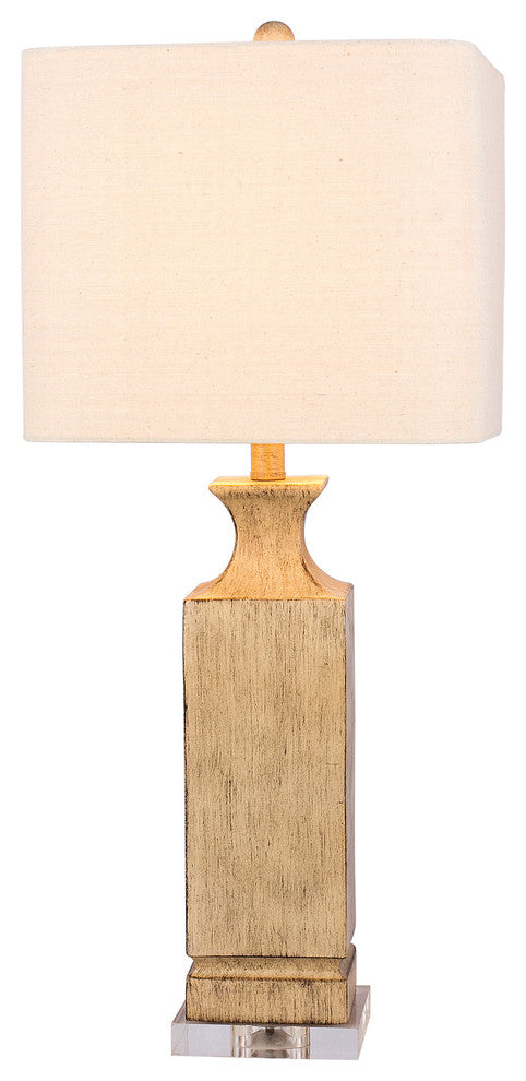 Beige Resin Column Table Lamp with Clear Acrylic base, 30"