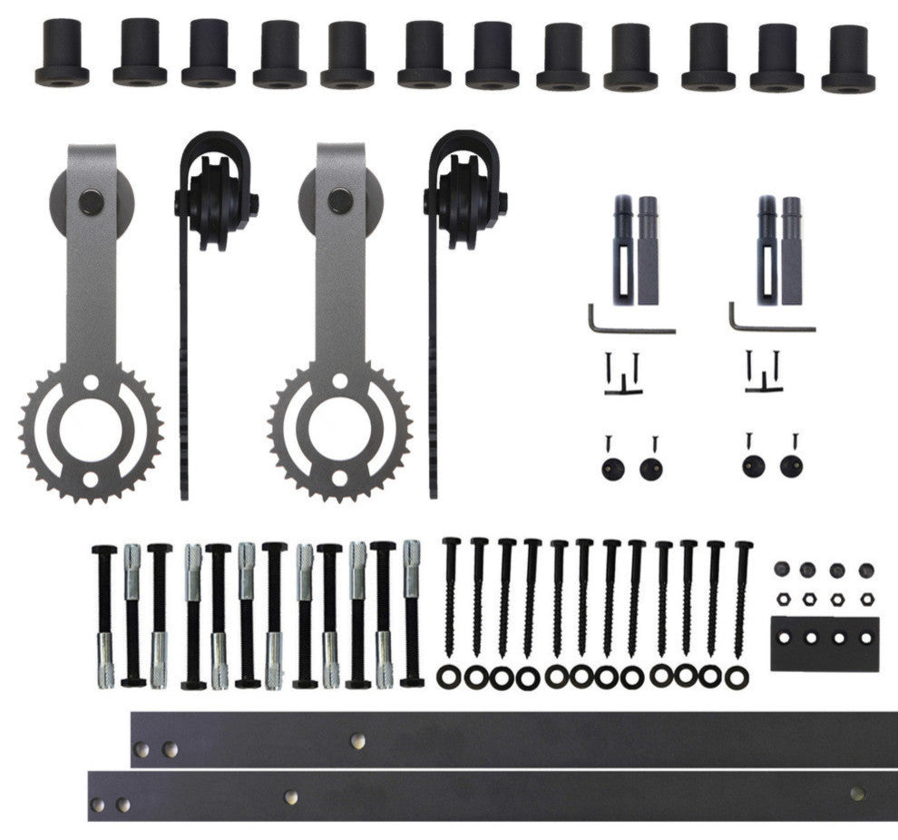 Vancleef Sliding Barn Door Hardware for Double Door, Gear Design, 15'