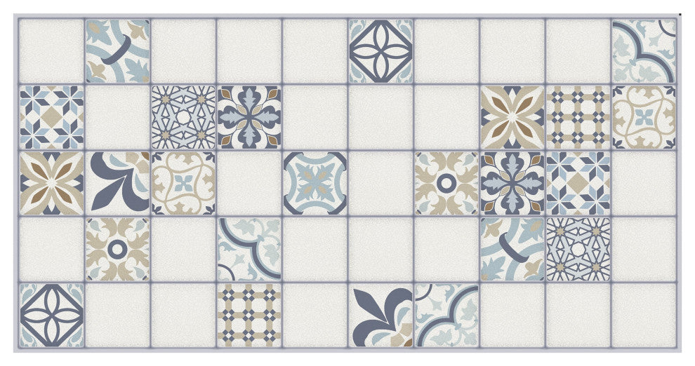 Blue Beige Tile 3D Wall Panels, Set of 10, Covers 49 Sq Ft