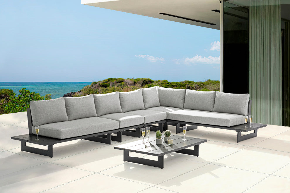 Maldives Grey Water Resistant Fabric Outdoor Patio Modular Sectional