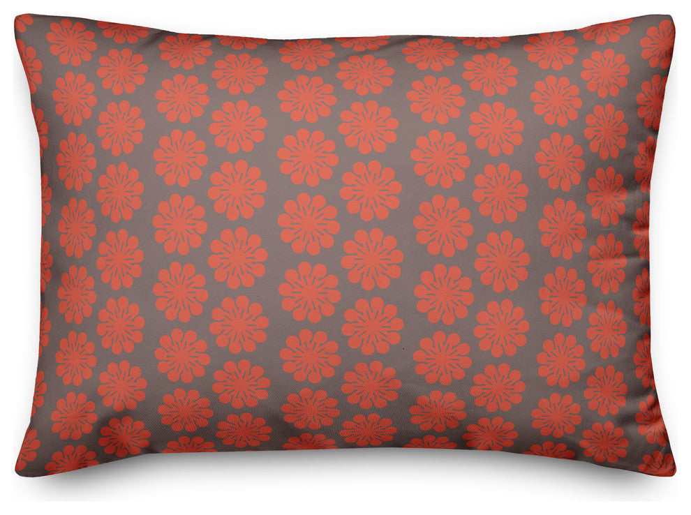 Red Floral Pattern Throw Pillow