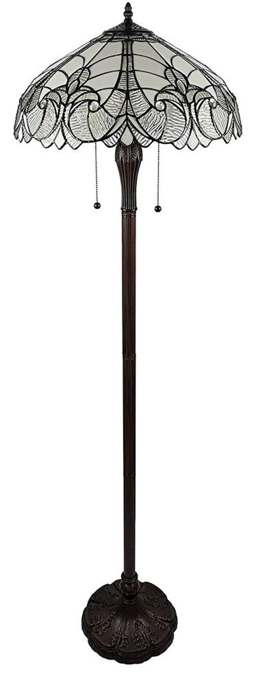 Tiffany Style 2 Light Antique Floor Lamp, 62" Tall
