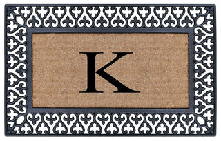Club Border Black/Beige 18"x30" Monogrammed Doormat