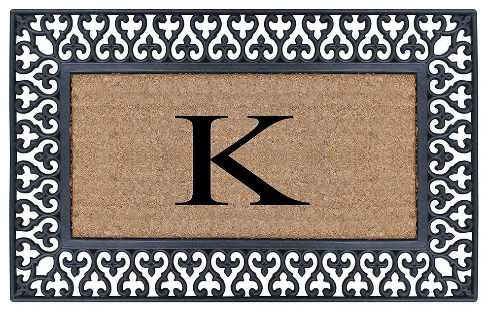 Club Border Black/Beige 18"x30" Monogrammed Doormat