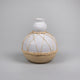 White Stone and Rattan Detail Wide Vase