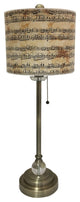 28" Crystal Buffet Lamp With Musical Notes Design Shade, Antique Brass, Single