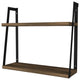Benzara UPT-272760 2 Tier Wood Floating Wall Mount Shelf, Brown and Black