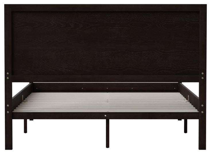 Asher Solid Wood Platform Bed with Wooden Slats and Headboard, Dark Brown, Full