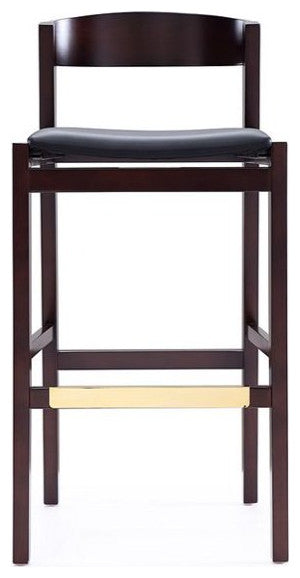 3 Piece Bar Stool Set with Walnut Beech Wood Frame and Black PU Leather