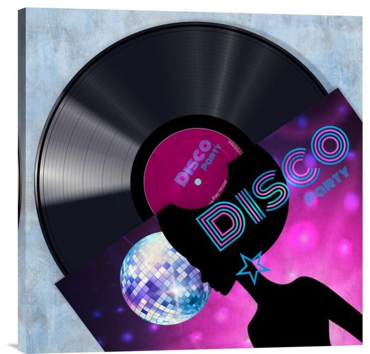 "Vinyl Club, Disco" Stretched Canvas Giclee by Steven Hill, 24x24"